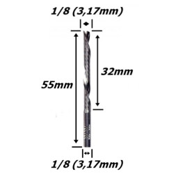 Fresa Down Cut 3,17mm (1/8) (1c) X 32mm X 55mm X 3,17mm (1/8) Haste. (Ftr2552)
