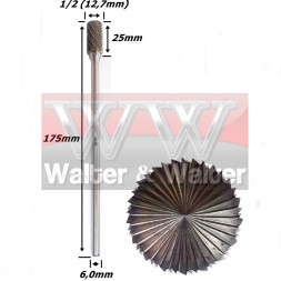 Lima Rotativa Cilíndrica Reta Ø12,7mm (1/2) X 25mm Corte X 175mm Comprimento X 6,0mm Haste. (Ftr0962)