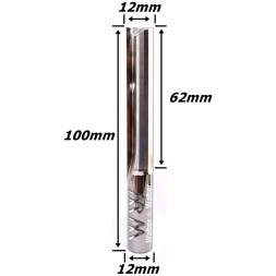 Fresa Reta Paralela Ø12mm (2c) X 62mm Corte X 100mm Total X 12mm Haste. (Ftr0012)