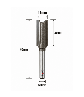 Fresa Reta Paralela Ø12mm (2c) X 30mm Corte X 65mm Total X 6,0mm Haste. (Ftr3628) 