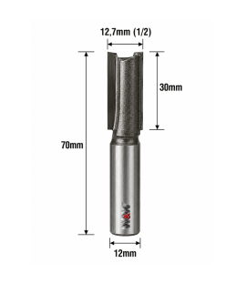 Fresa Reta Paralela Ø12,7mm (1/2) (2c) X 30mm Corte X 70mm Total X 12mm Haste. (Ftr3629) 