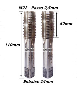 Kit 2 Macho Manual Hss (ALM) Ø22mm X 2,5mm. (Ftr3564)