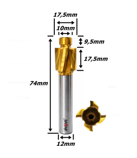 Fresa De Topo Pra Rebaixo Ø10mm X 17,5mm X Haste 12mm. (Ftr3670)
