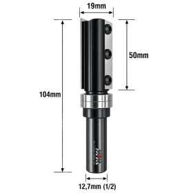 Fresa Reta C/ Rolamento Superior (Intercambiável) Ø19mm X 50mm X 104mm X 12,7mm (1/2) Haste. (Ftr2799)