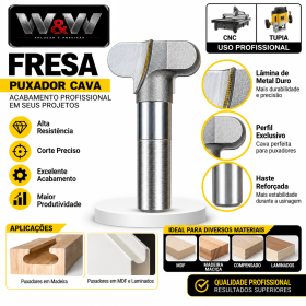 Fresa Puxador Arredondado ∅35mm X 12,7mm (1/2) X 12mm Haste (Ftr3644)