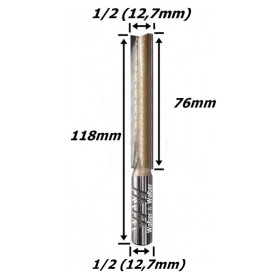 Fresa Reta Ø12,7mm (1/2") X 50mm Corte X 94mm Total X 12,7mm Haste. (Ftr29446)