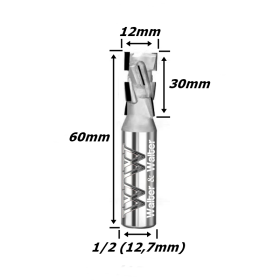 Fresa Reta Diamantada Ø12mm (2c) X 30mm X 60mm X 12,7mm (12) Haste. (Ftr3479)