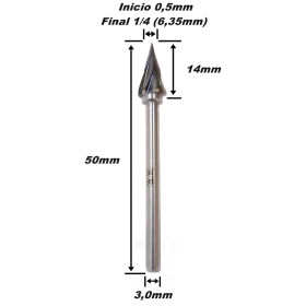Lima Rotativa Cônica 0,5 X 16,35mm X 14mm Corte X 3,0mm Haste. (Ftr3519)