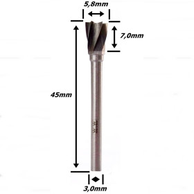 Lima Rotativa Reta 5,8mm X 7,0mm Corte X 3,0mm Haste. (Ftr3567)
