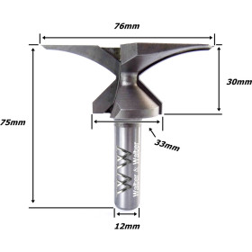 Fresa  P/ Dobra De Mdf Ø76mm X R30mm X (45°) X 12mm Haste. (Ftr3576)