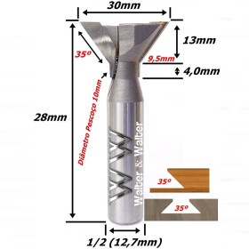 Fresa Puxador De Gaveta Ø30mm X 12,7mm (1/2) Haste. (Ftr3594)