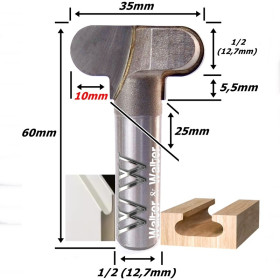 Fresa Puxador Arredondado ∅35mm X 12,7mm (1/2) X 12,7mm (1/2) Haste (Ftr3605)