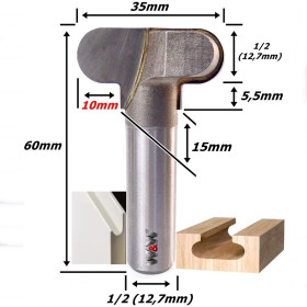 Fresa Puxador Arredondado ∅35mm X 12,7mm (1/2) X 12,7mm (1/2) Haste (Ftr3605)