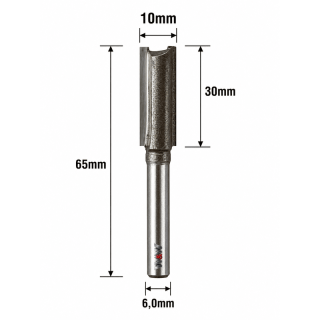 Fresa Reta Paralela Ø10mm (2c) X 30mm X 65mm X 6,0mm Haste. (Ftr3627) 