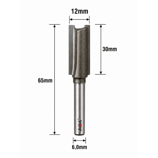 Fresa Reta Paralela Ø12mm (2c) X 30mm X 65mm X 6,0mm Haste. (Ftr3628) 