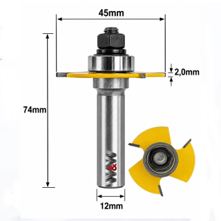 Fresa Debrum Reta (3c) Ø45mm X 2,0mm X 12mm Haste. (Ftr203)