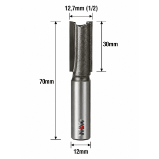 Fresa Reta Paralela Ø12,7mm (1/2) (2c) X 30mm X 70mm X 12mm Haste. (Ftr3629) 