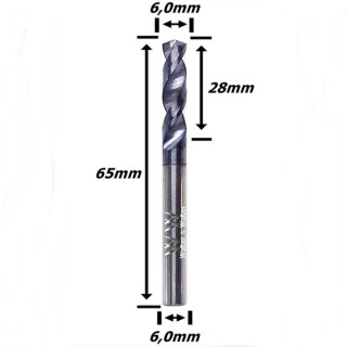 Broca Metal Duro (Hrc45) 6,0mm X 28mm X 65mm X 6,0mm. (Ftr3561)