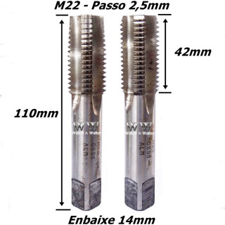 Kit 2 Macho Manual Hss (ALM) Ø22mm X 2,5mm. (Ftr3564)
