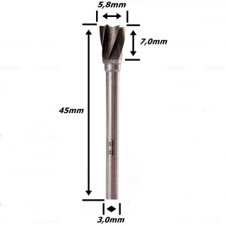 Lima Rotativa Reta 5,8mm X 7,0mm Corte X 3,0mm Haste. (Ftr3567)