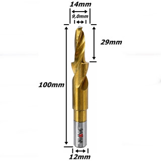 Broca Escalonada Ø14mm X 100mm Total X 12mm Haste. (Ftr3675)