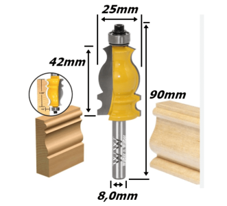 Fresas De Modelagem Ø25mm X 8,0mm Haste. (Ftr90)