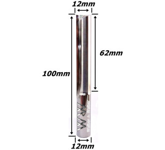 Fresa Reta Paralela Ø12mm (2c) X 62mm Corte X 100mm Total X 12mm Haste. (Ftr0012)