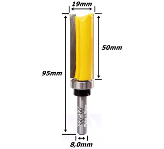 Fresa Reta C/ Rolamento Superior Ø19mm X 50mm Corte X 95mm X 8,0mm Haste. (Ftr3477)